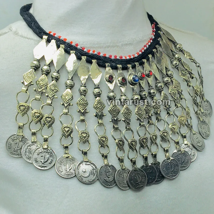 Ethnic Vintage Dangling Coins Choker Necklace