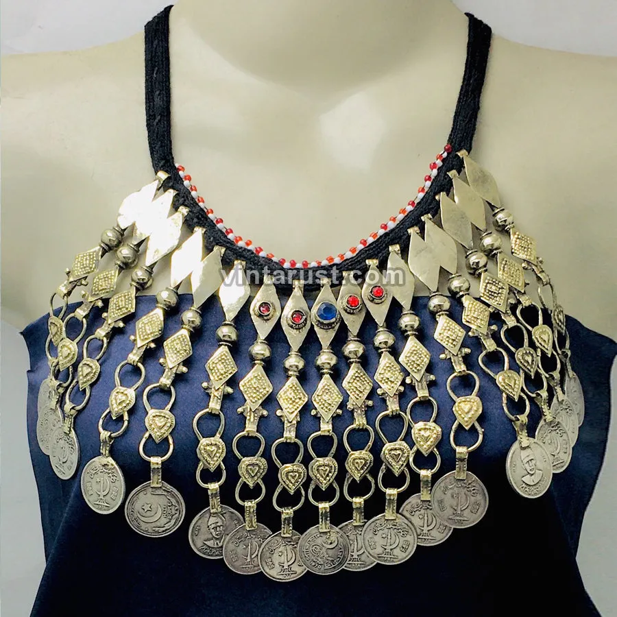 Ethnic Vintage Dangling Coins Choker Necklace