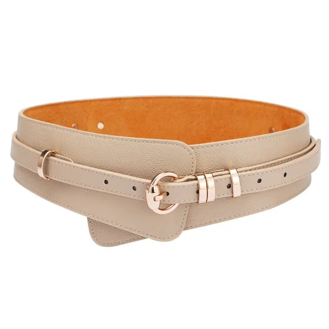 Fashion PU Leather Wide Waist Dress Belt