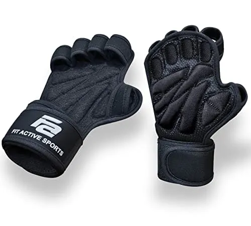 Fit Active Sports New Ventilated Weight Lifting Gloves with Built-in Wrist Wraps, Full Palm Protection & Extra Grip. Great for Pull Ups, Cross Training, Fitness & Weightlifting. (Men & Women)