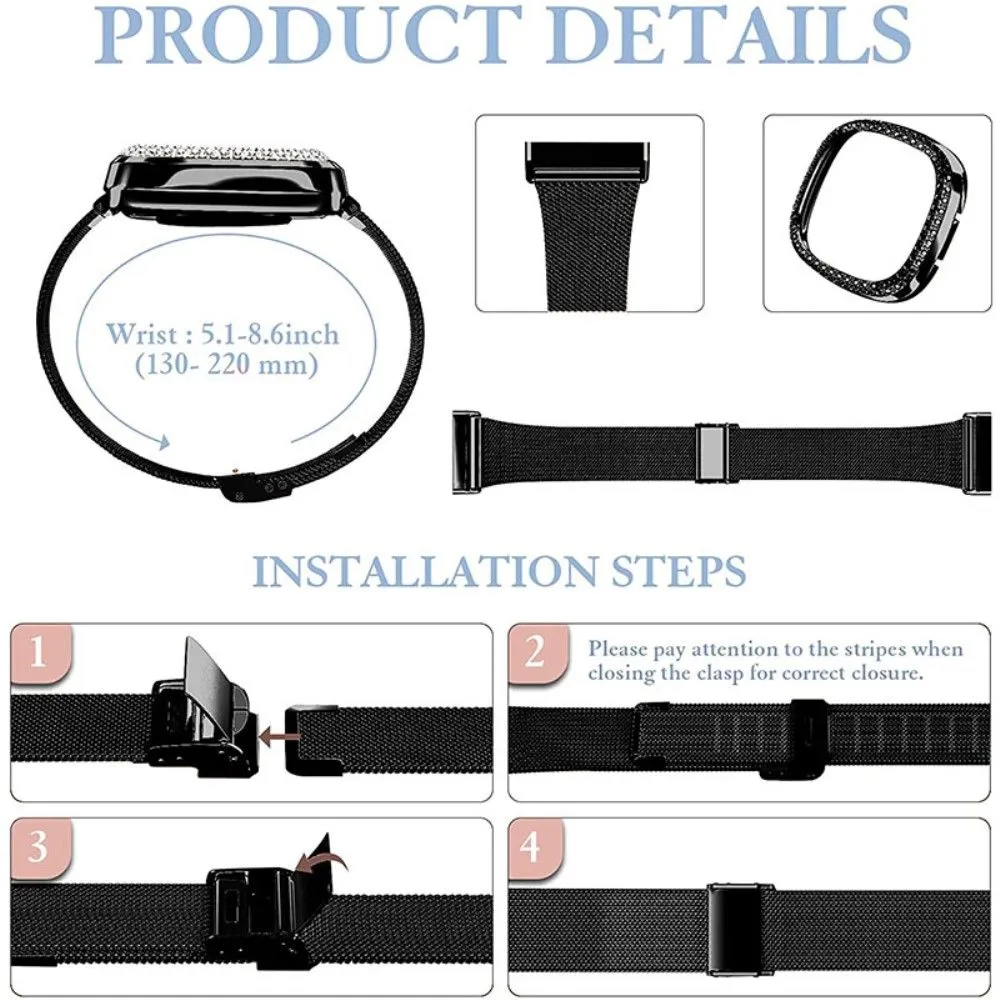 Fitbit Sense / Versa 3 milanese stainless steel watch strap - Black