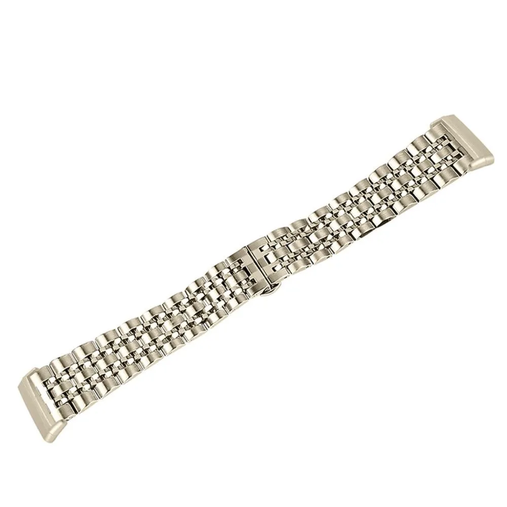 Fitbit Sense / Versa 7 bead stainless steel watch strap - Champagne Gold