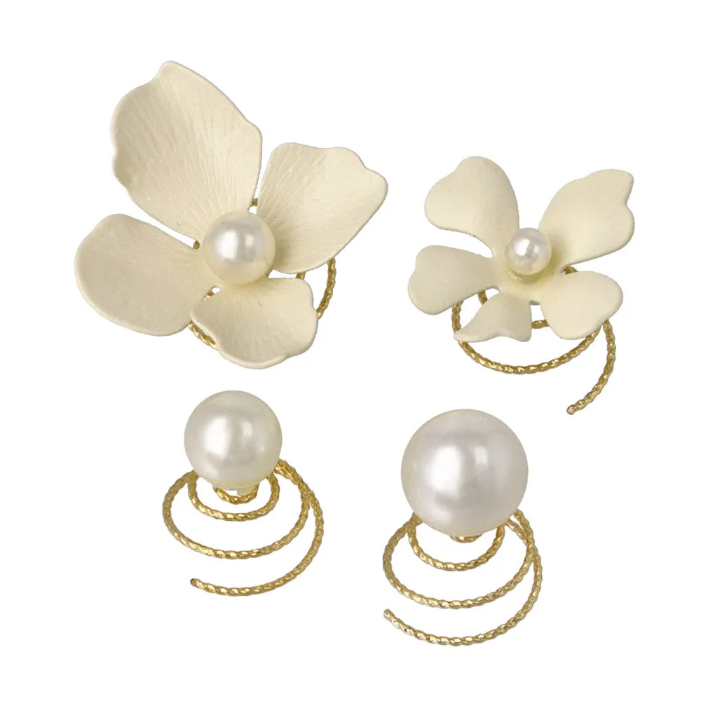 Flower and Pearl Twist Hairpin Set