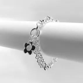 Flower Charm Sterling Silver Bracelet