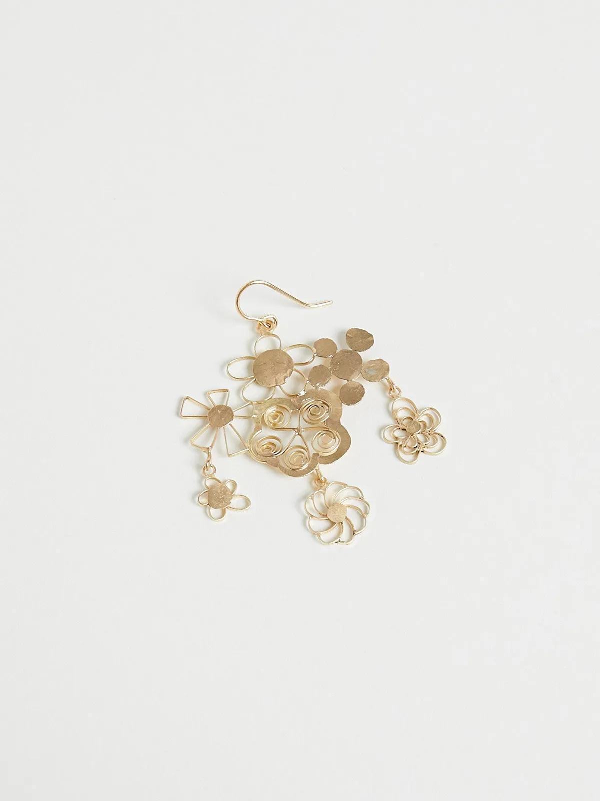 Flowery Chandelier Earrings In 18k Yellow Gold