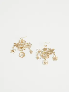 Flowery Chandelier Earrings In 18k Yellow Gold