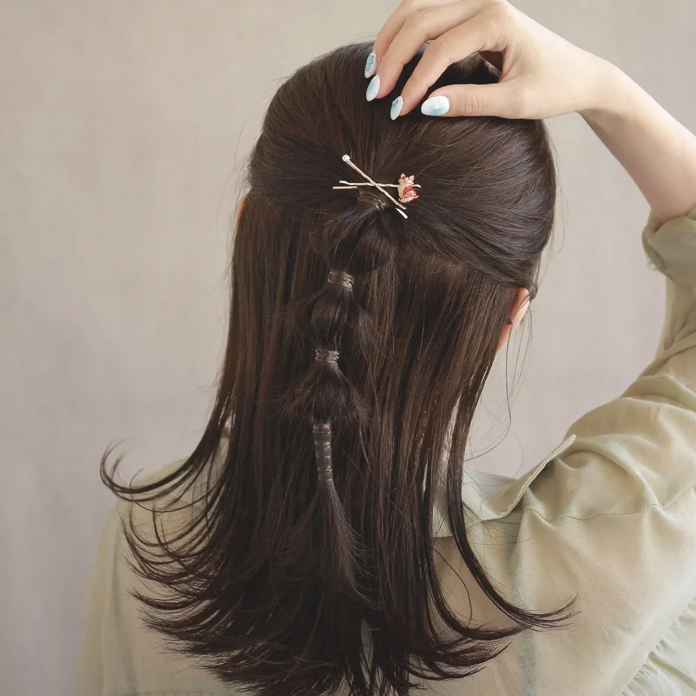 Fluffy Fox Hairpin Set