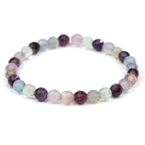 Fluorite Faceted Round Stretch Bracelet