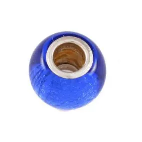 Gator Bead Blue Glass with Sterling Silver