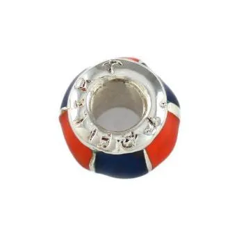 Gator Bead Orange and Blue Enameled Barrel Bead