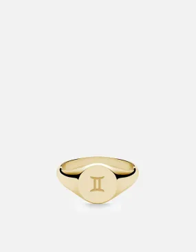 Gemini Astro Signet Ring, 14k Gold