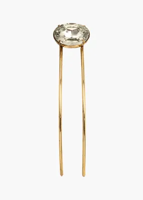 Gemma Hairpin -- Crystal Antique Gold