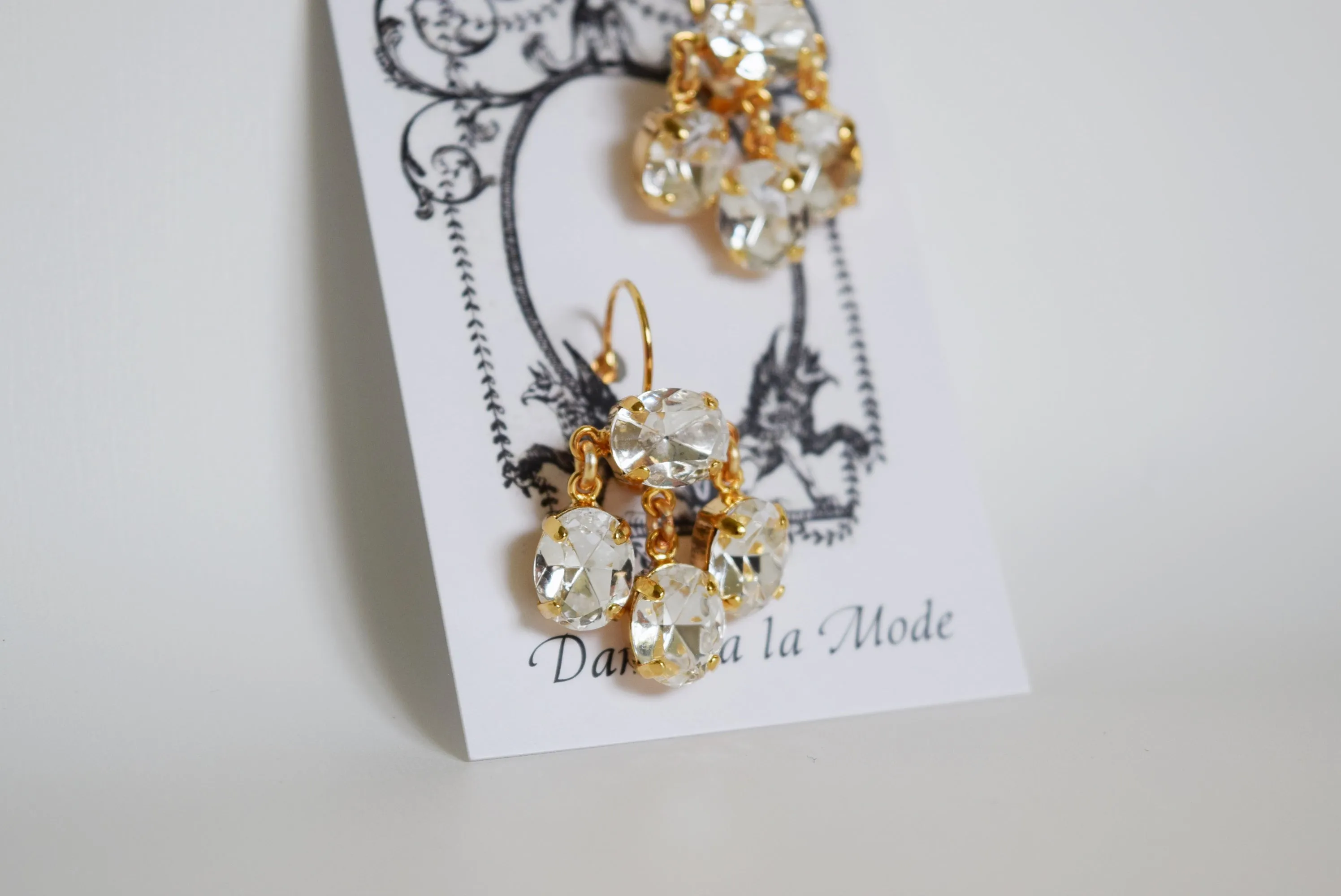 Girandole Earrings - Small Oval Crystal