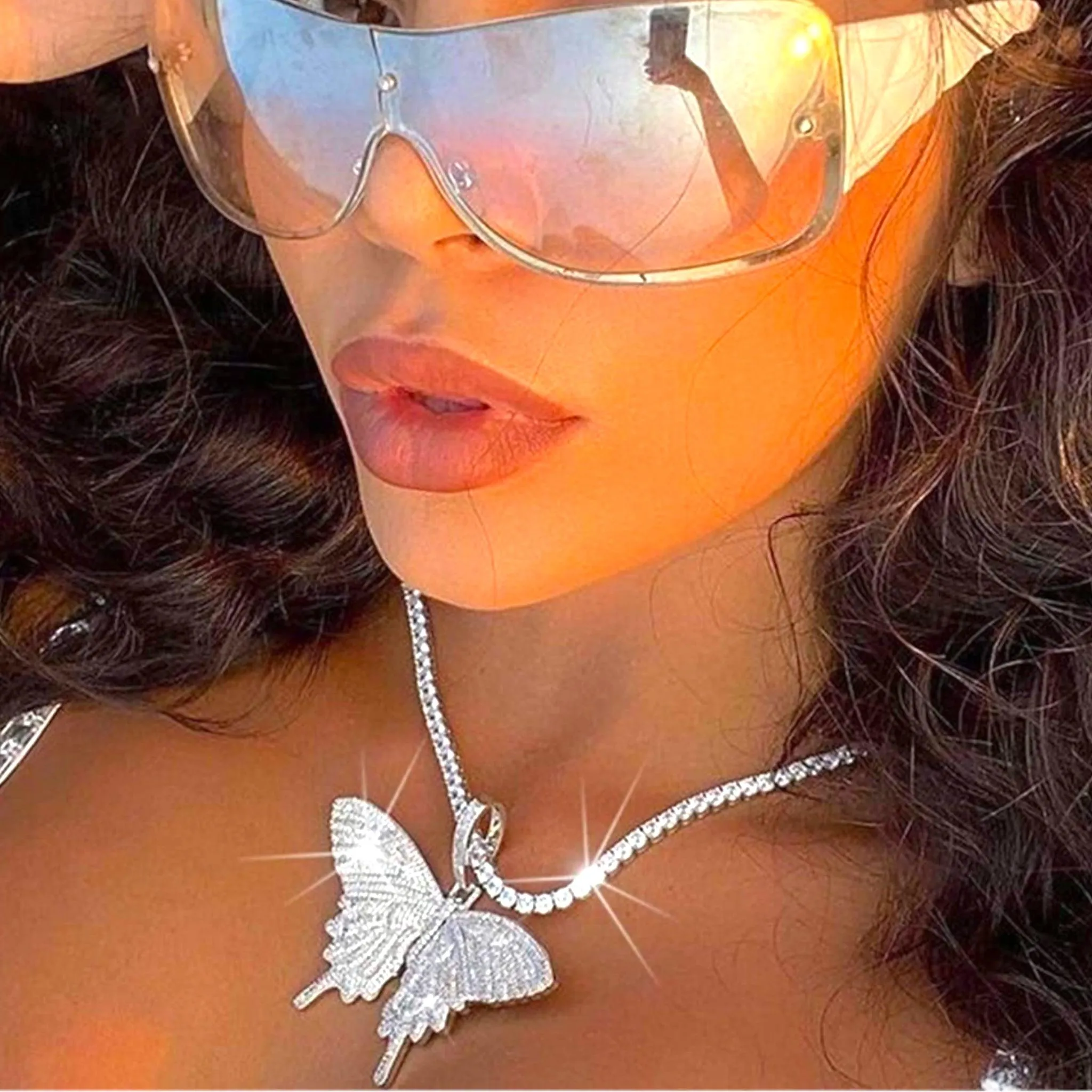 Glittery Butterfly Choker Necklace