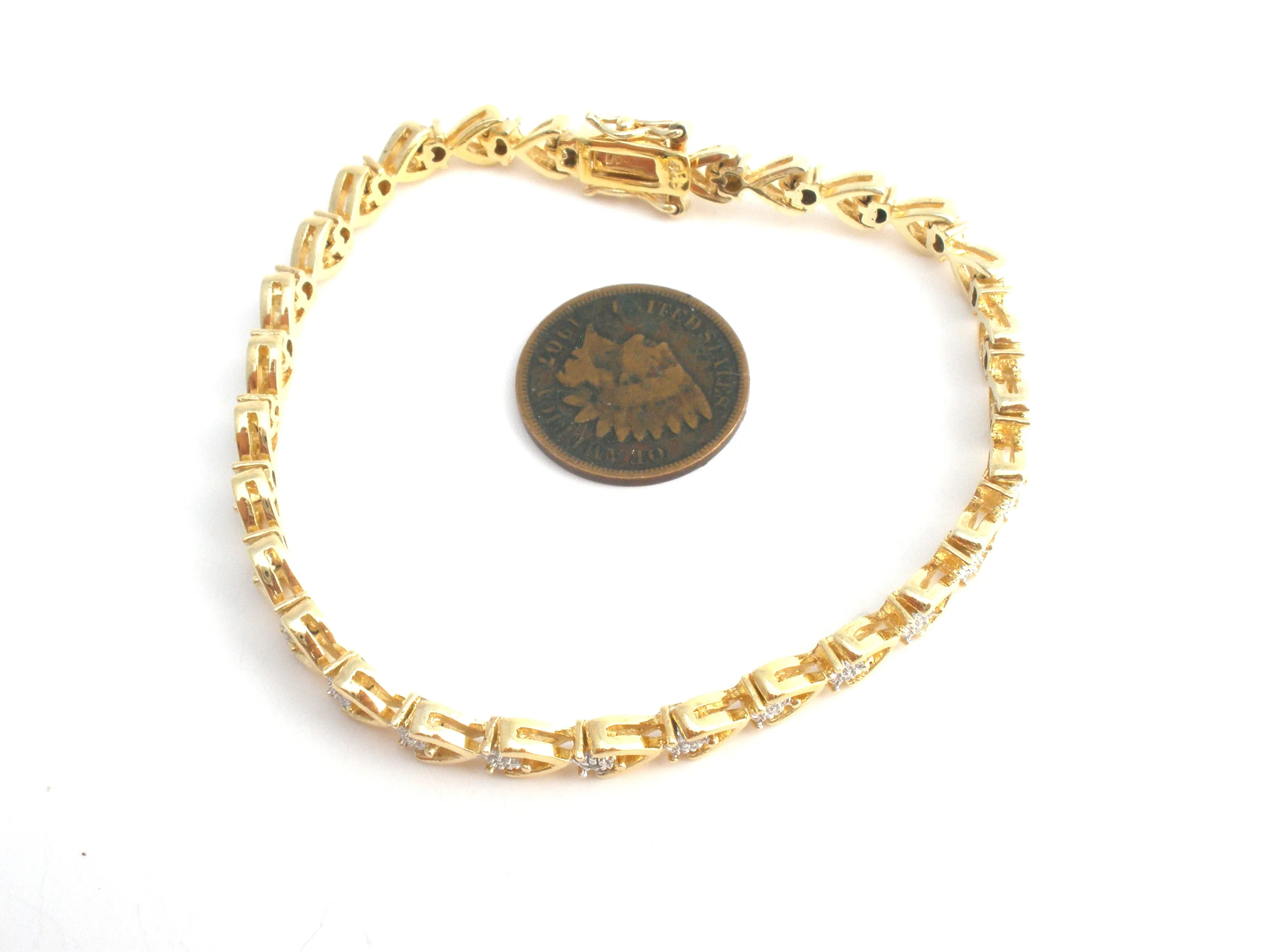 Gold Over Sterling Silver Diamond Tennis Bracelet