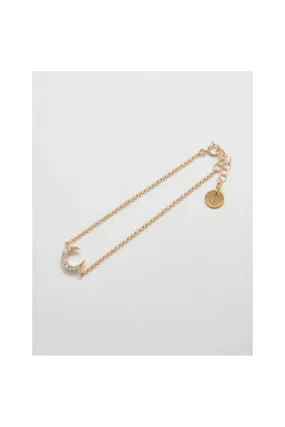 Gold Pave Crescent Moon Bracelet