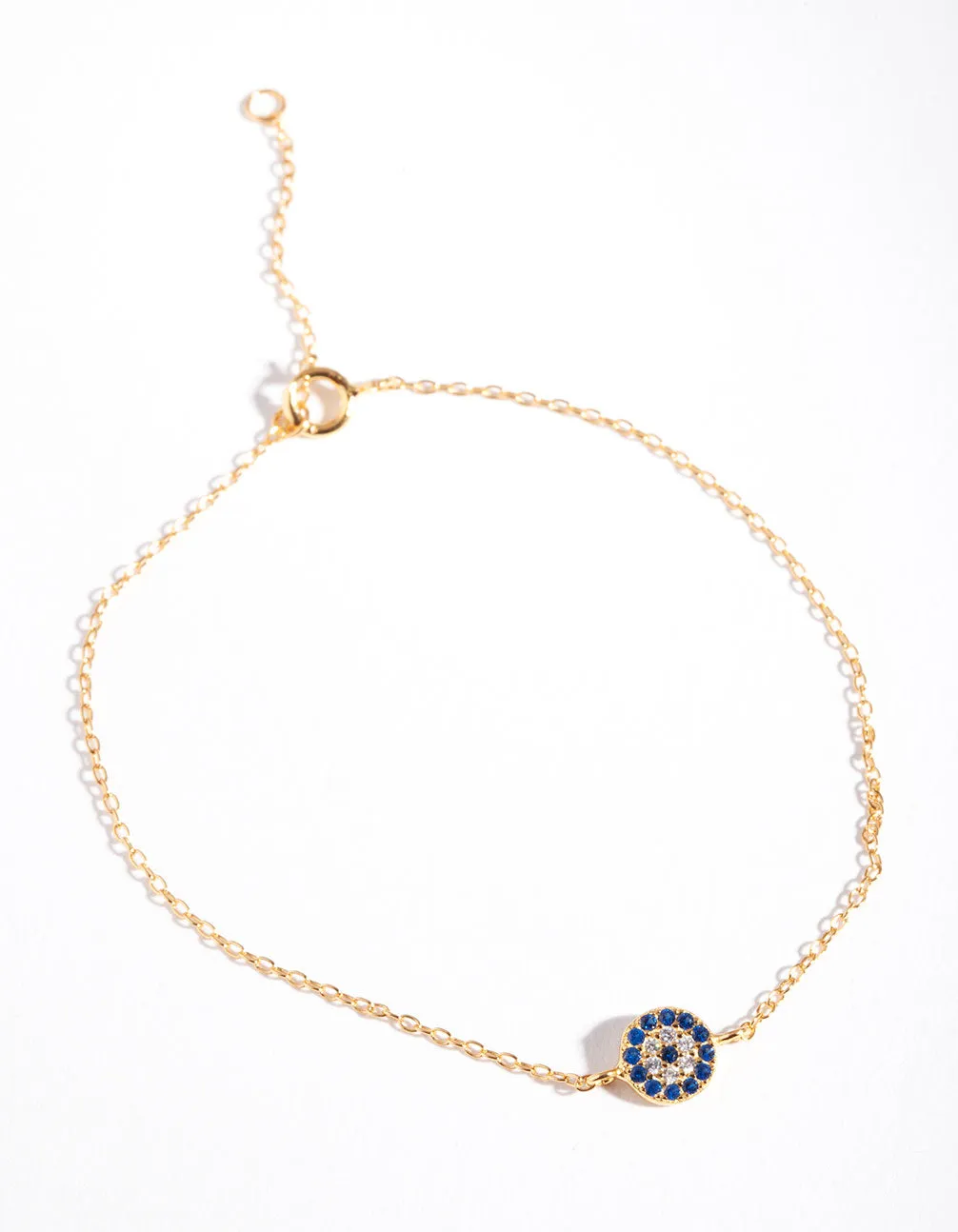 Gold Plated Sterling Silver Evil Eye Disc Bracelet