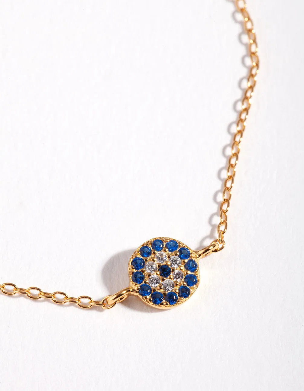 Gold Plated Sterling Silver Evil Eye Disc Bracelet