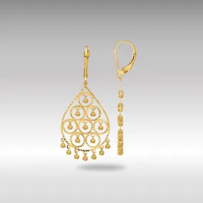 Gold Polished and Diamond-cut Chandelier Style Dangle Earrings - Model TF2329