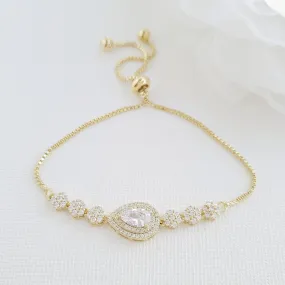 Gold Slider Clasp Wedding Bracelet- Joni