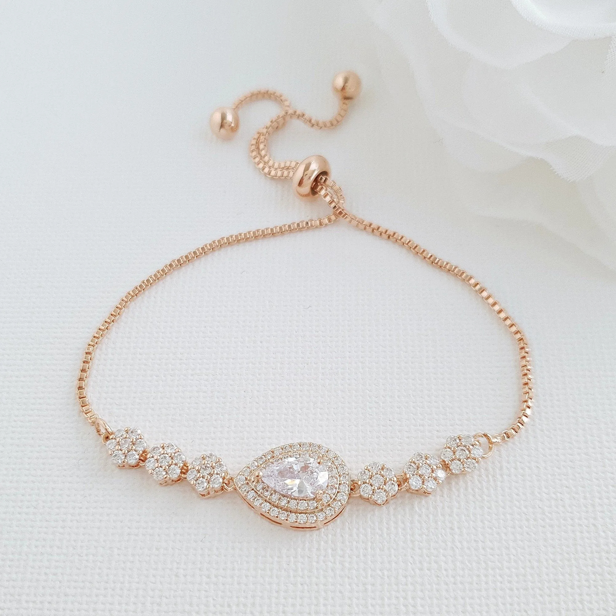 Gold Slider Clasp Wedding Bracelet- Joni