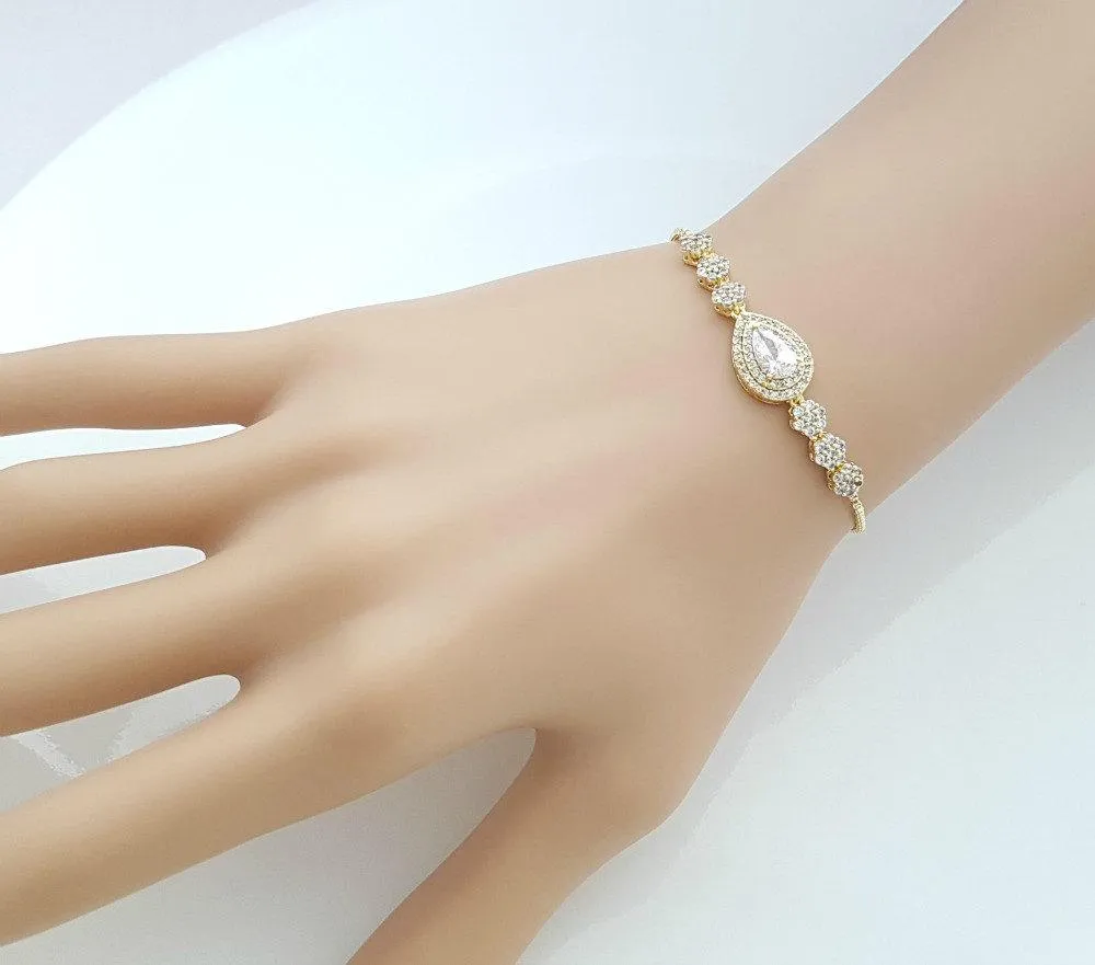 Gold Slider Clasp Wedding Bracelet- Joni