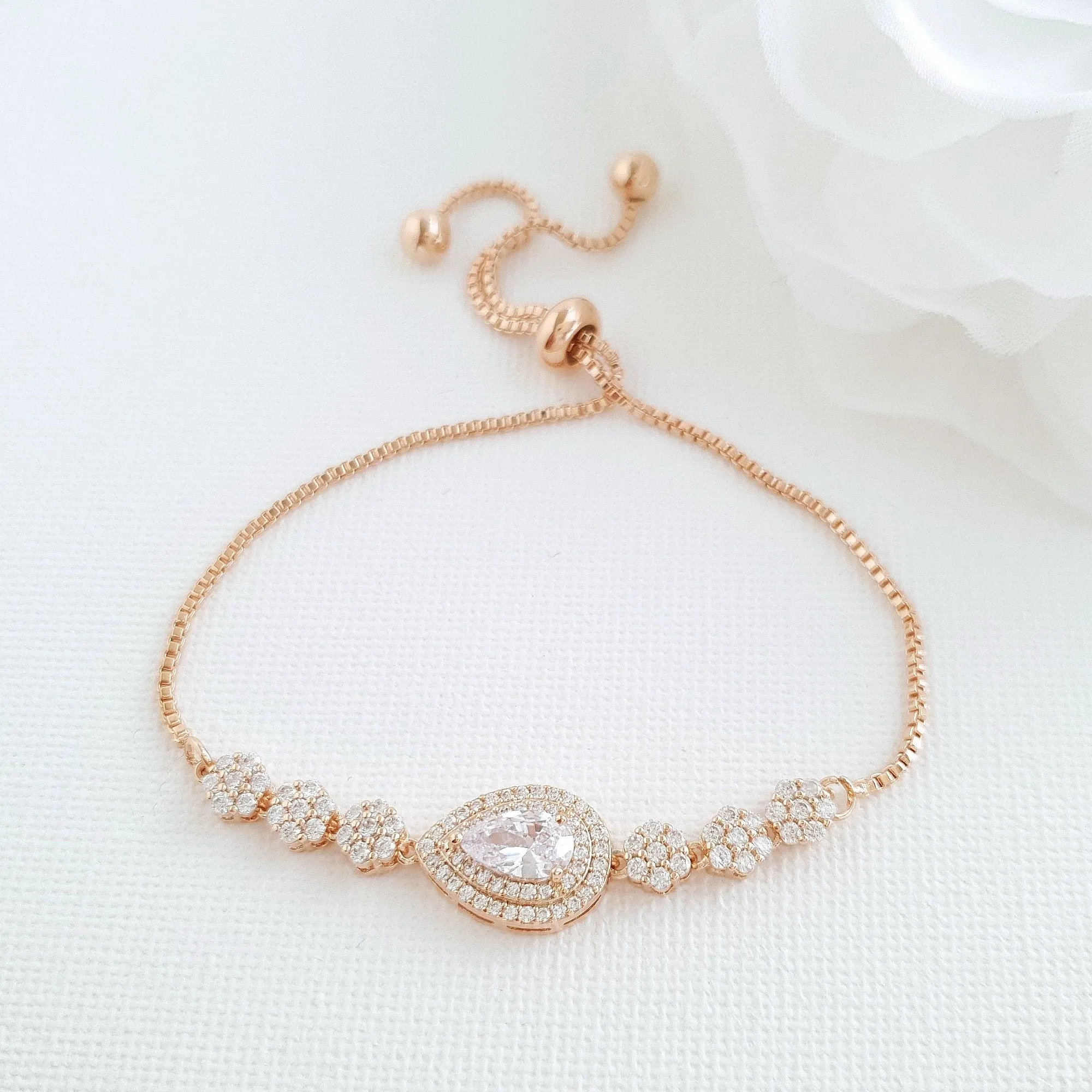 Gold Slider Clasp Wedding Bracelet- Joni