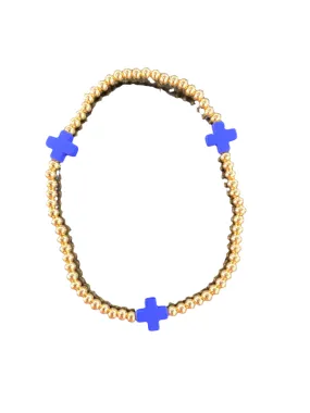 Gold with Blue Cross Bracelet