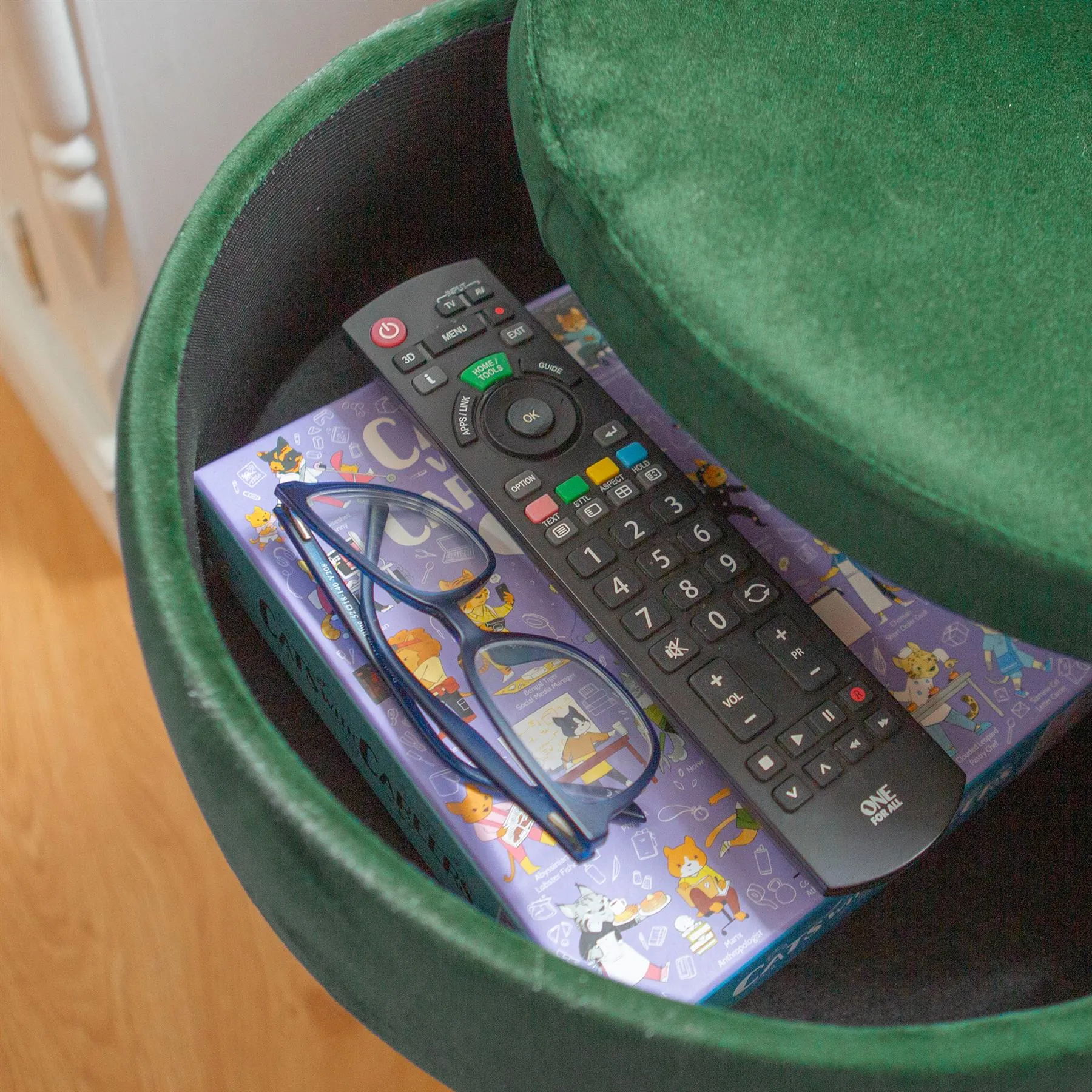 Green Round Velvet Storage Footstool - By Harbour Housewares