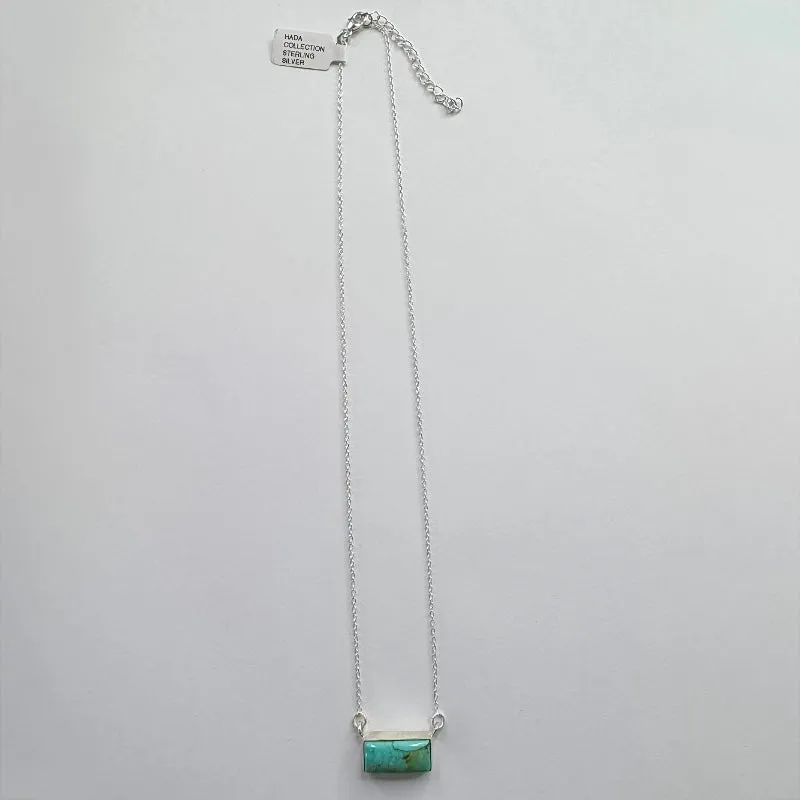 Hada Collection | Handmade Sterling Silver Mini Kingman Turquoise Bar Pendant Necklace