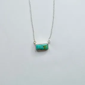 Hada Collection | Handmade Sterling Silver Mini Kingman Turquoise Bar Pendant Necklace