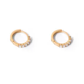 Half Pavé Small Hoop Earrings