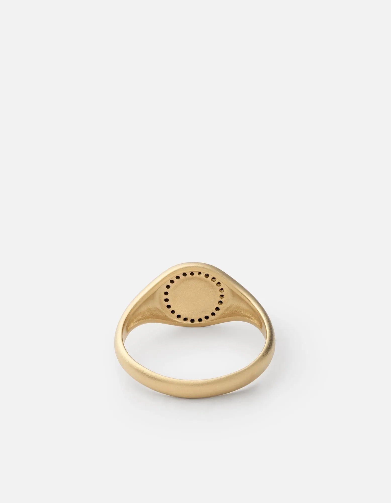 Halo Signet Ring, 14k Matte Gold/Black Diamonds