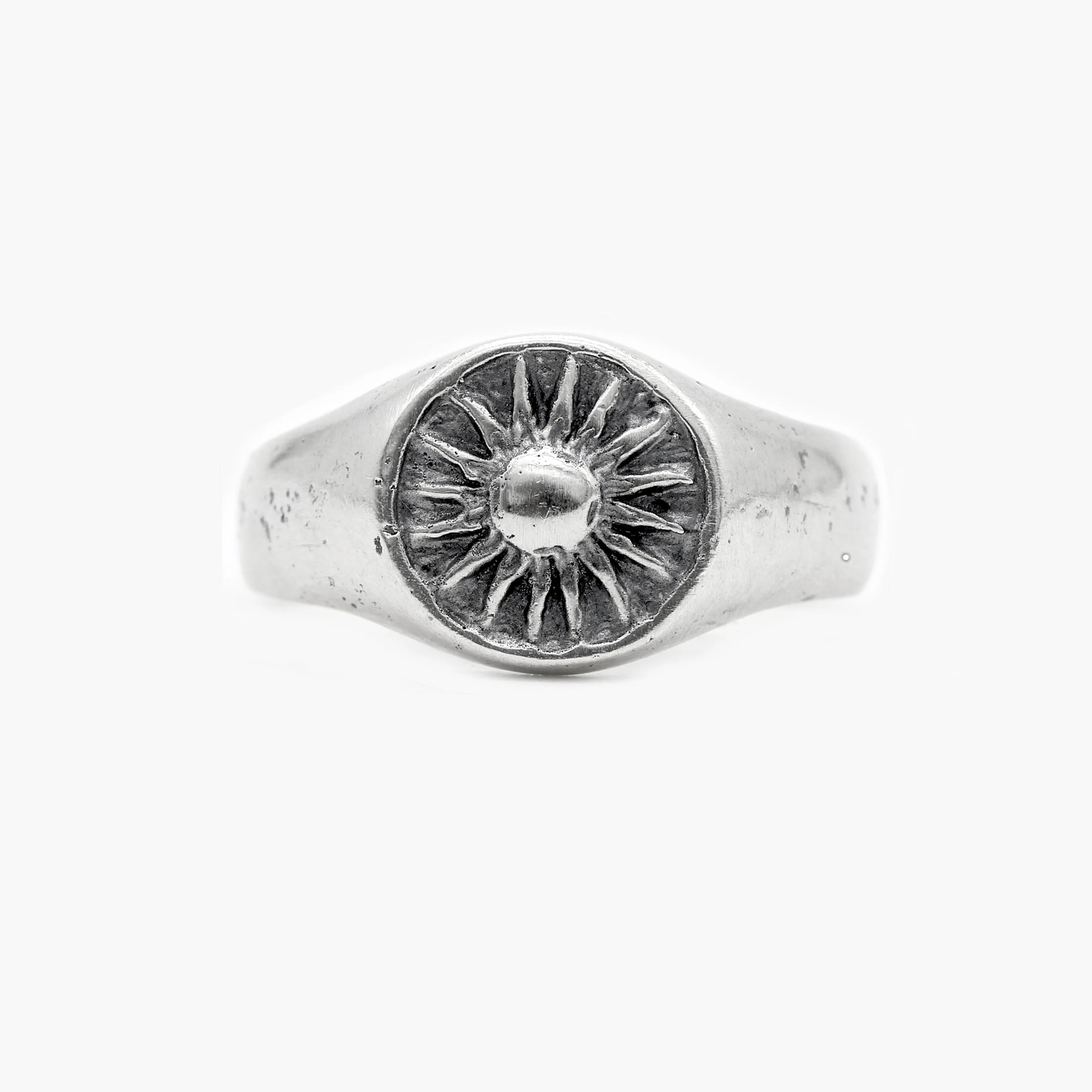 Hand-forged Sunburst Sterling Silver Signet Ring