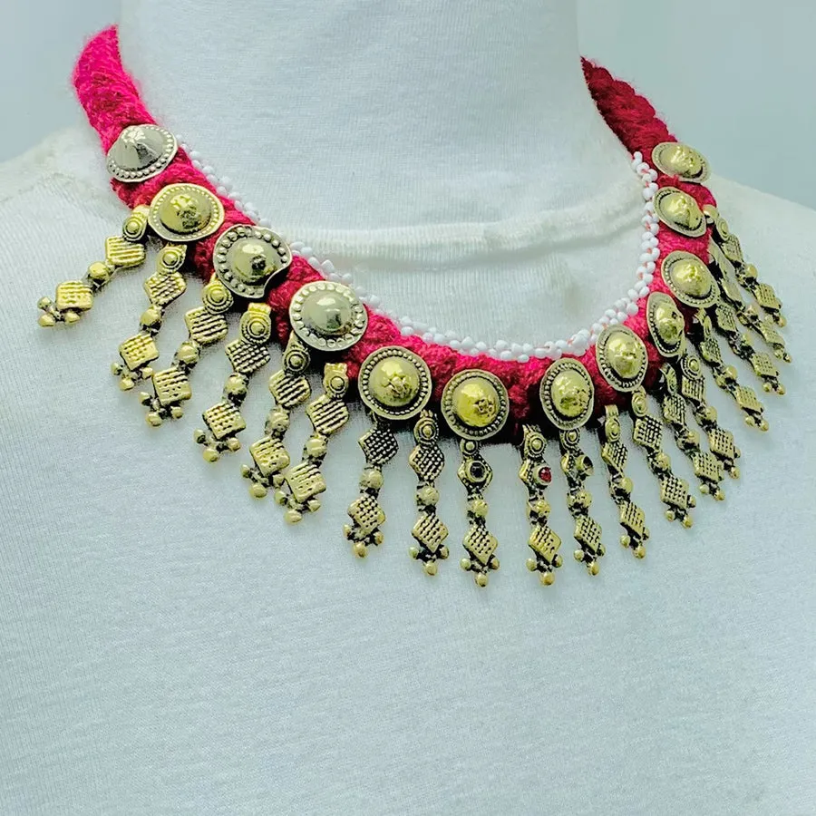 Handmade Choker Necklace With Metal Spikes