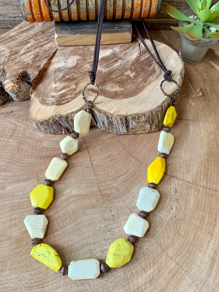 Handmade Yellow Turquoise Slab Necklace