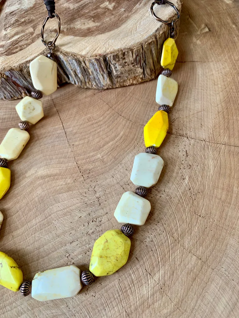 Handmade Yellow Turquoise Slab Necklace