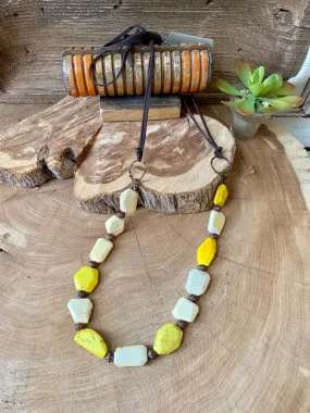 Handmade Yellow Turquoise Slab Necklace