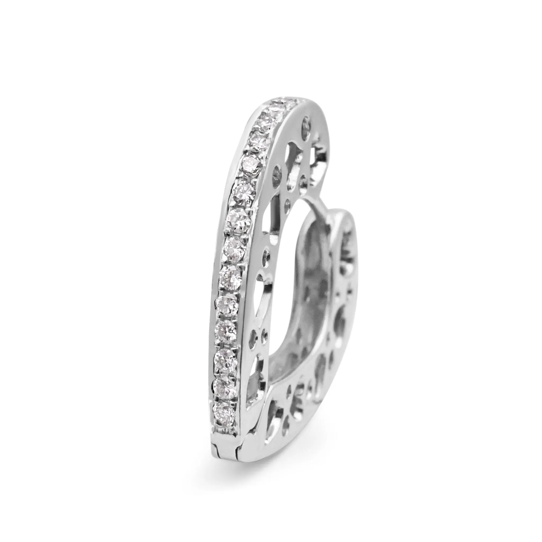 Heart Design Brilliant Cut Diamond Set Hoop Earrings