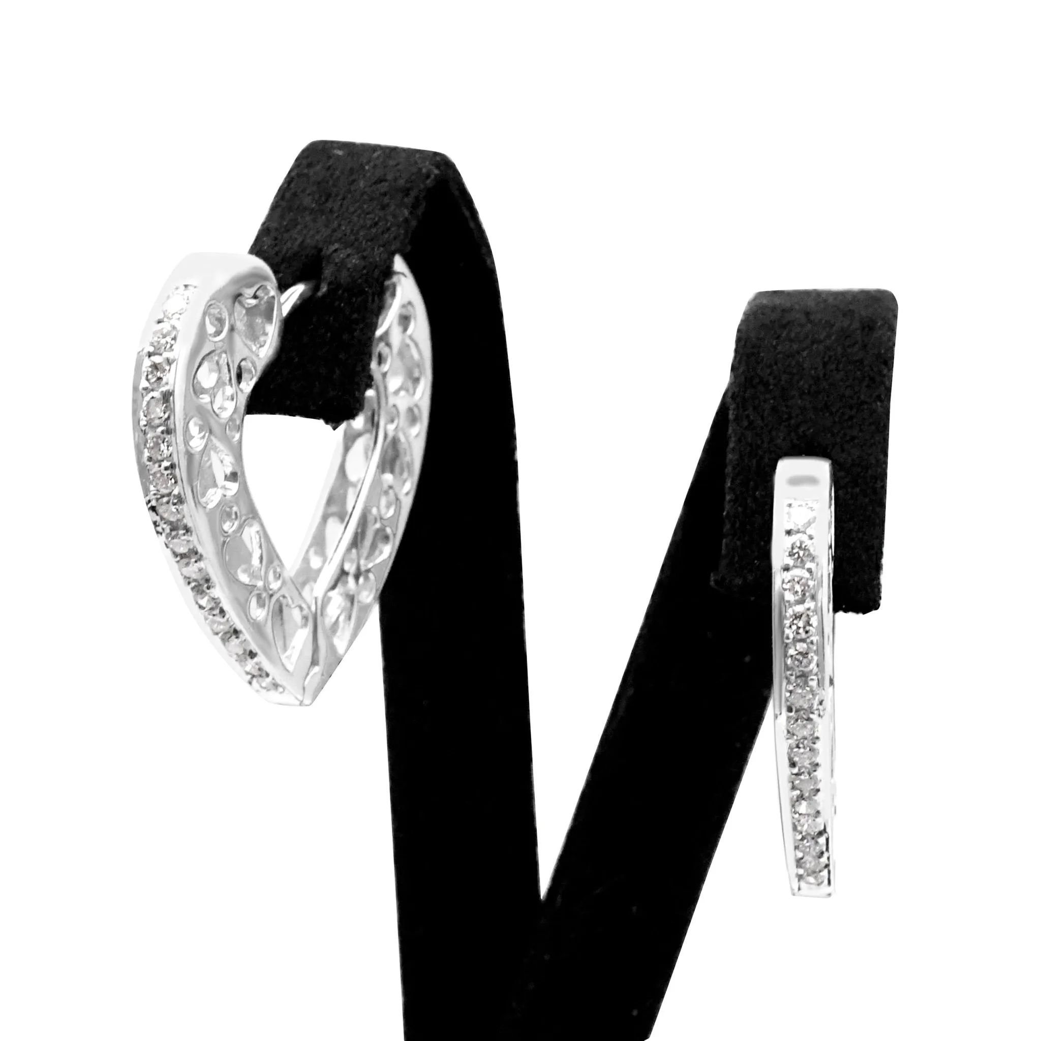 Heart Design Brilliant Cut Diamond Set Hoop Earrings