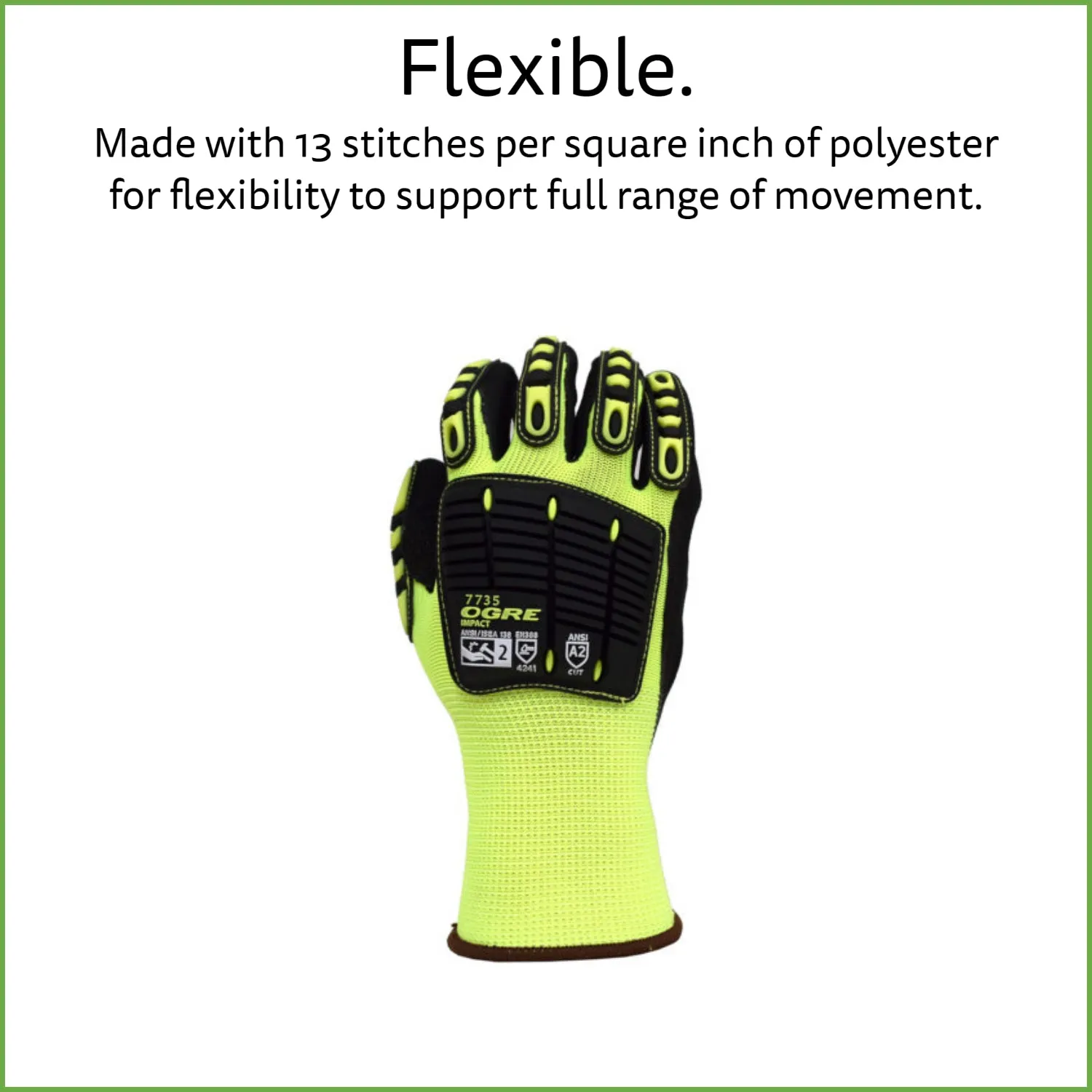 Heavy-Duty Impact Gloves, High-Visibility, ANSI Cut Level A2