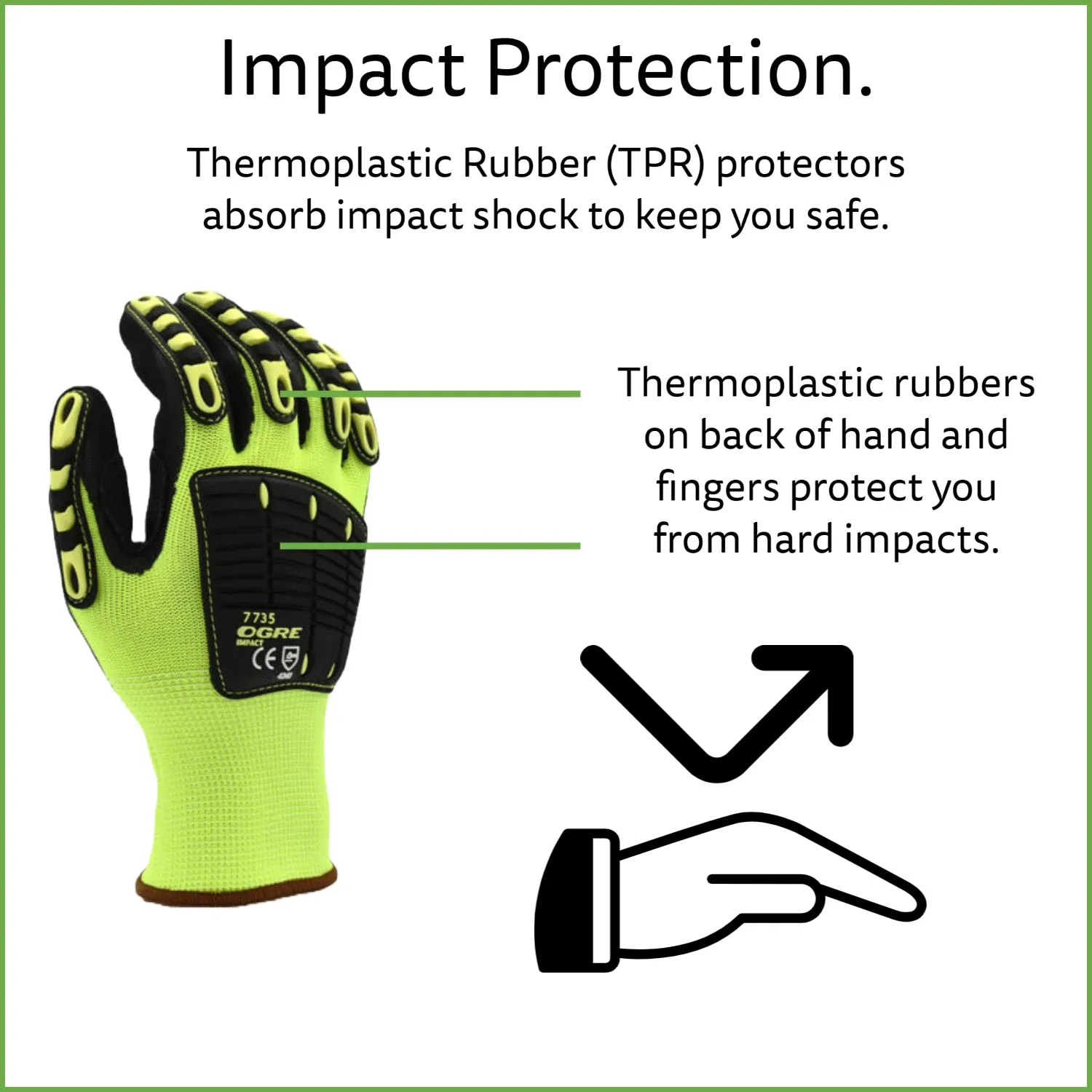 Heavy-Duty Impact Gloves, High-Visibility, ANSI Cut Level A2