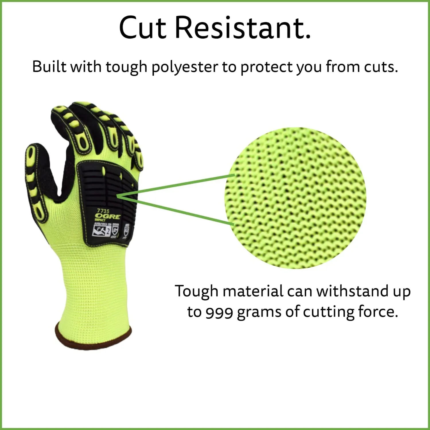 Heavy-Duty Impact Gloves, High-Visibility, ANSI Cut Level A2