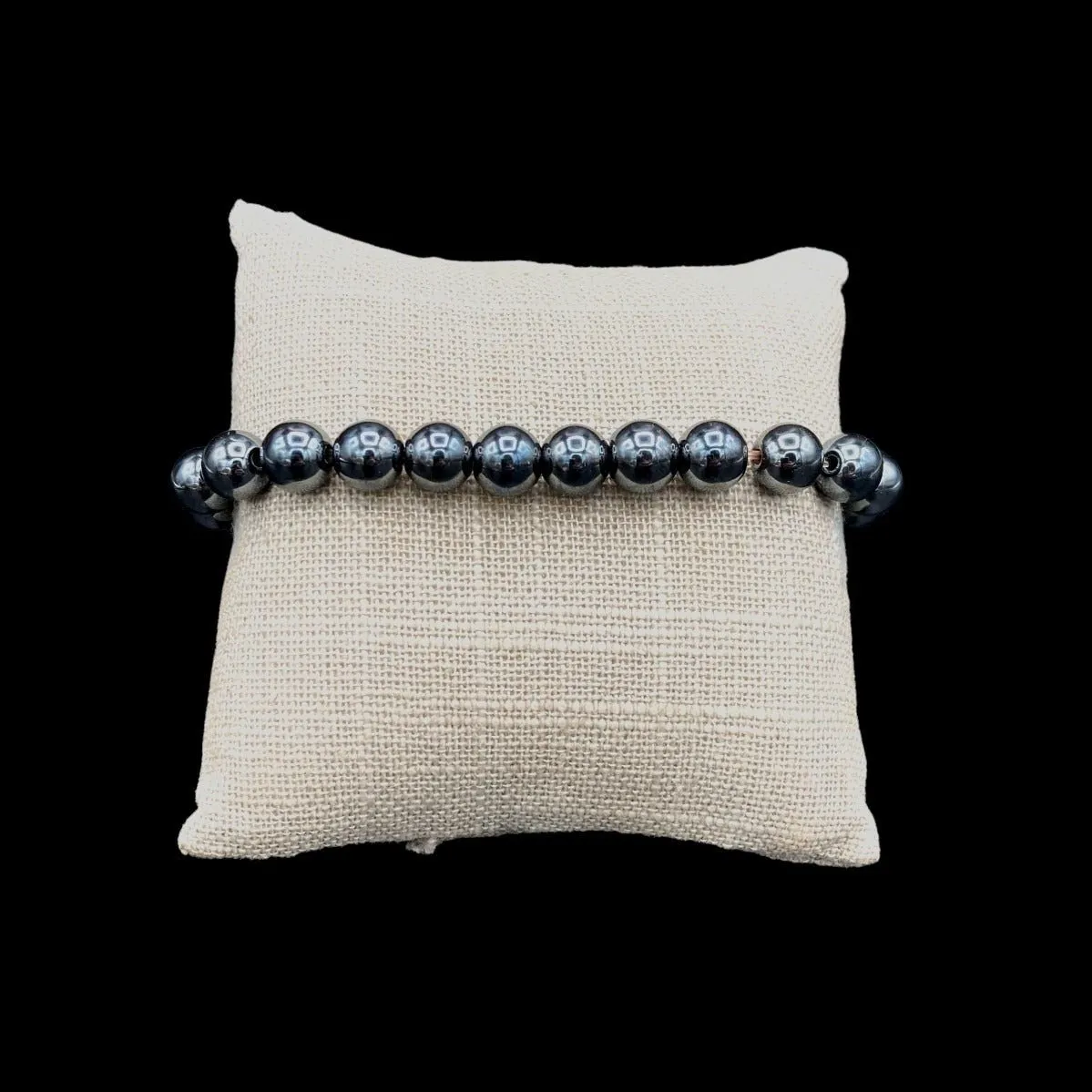 Hematite Round Bead 8mm Stretch Bracelet