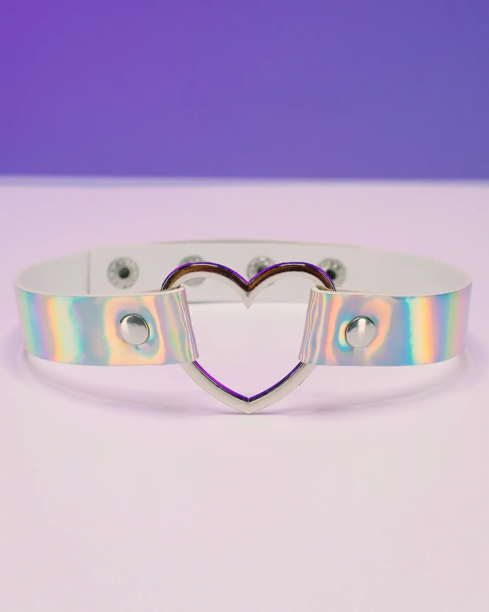 Holographic Choker with Heart Ring