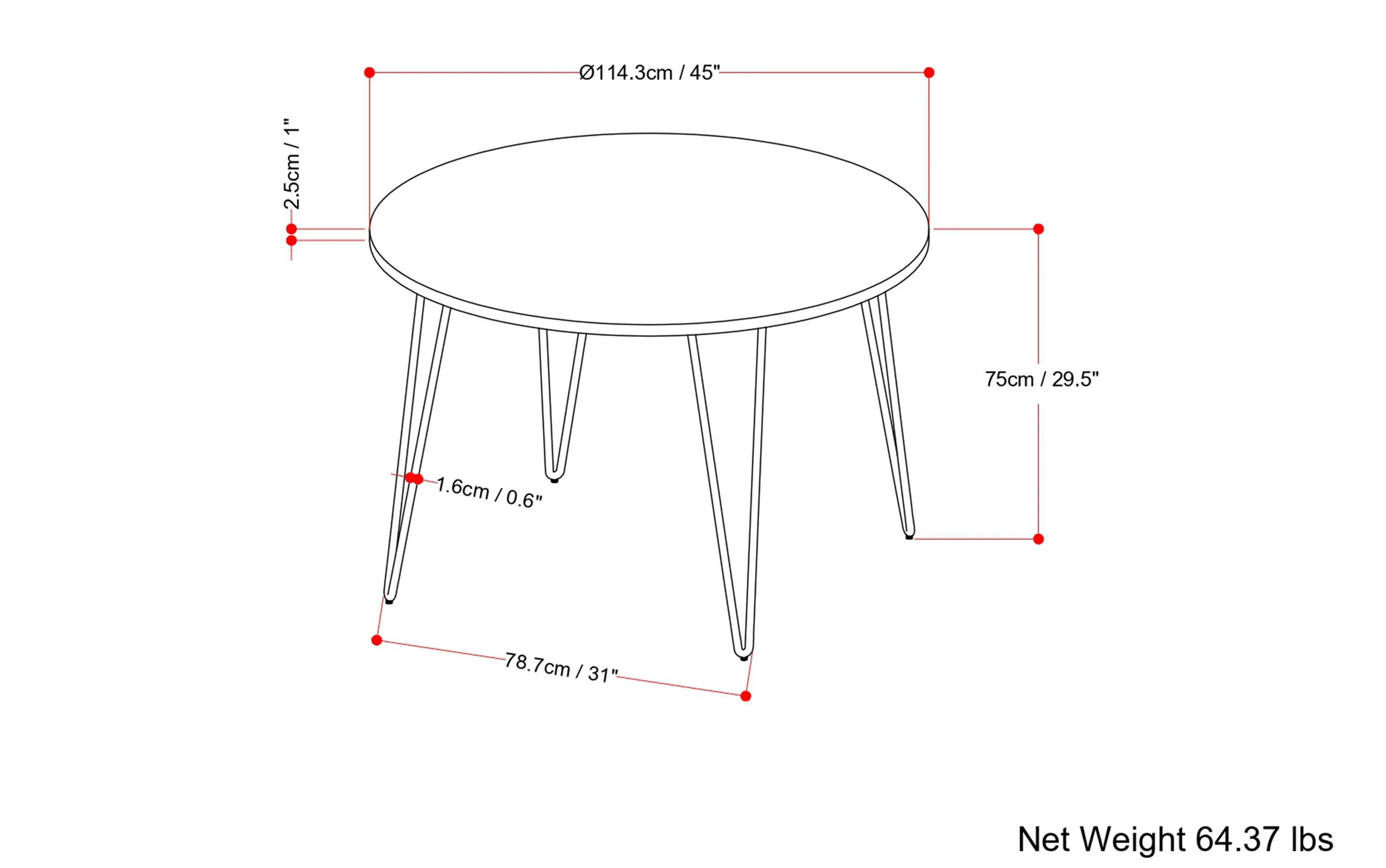 Hunter 45 Inch Round Dining Table in Mango