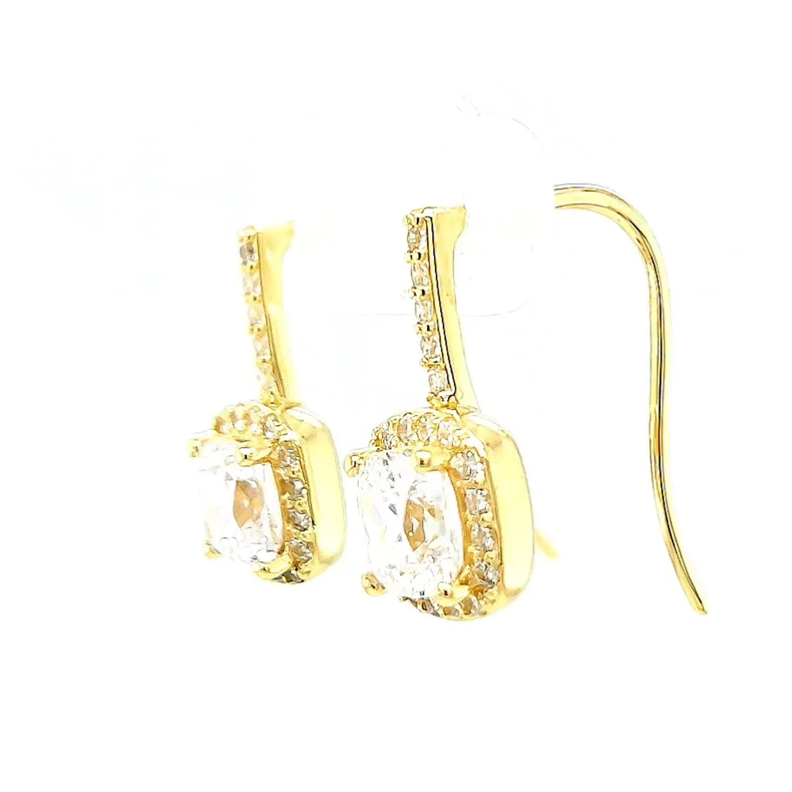 HUSH 9ct Yellow Gold Cushion & Round Brilliant Cut with 2.40 CARAT tw of Diamond Simulants Drop Earrings