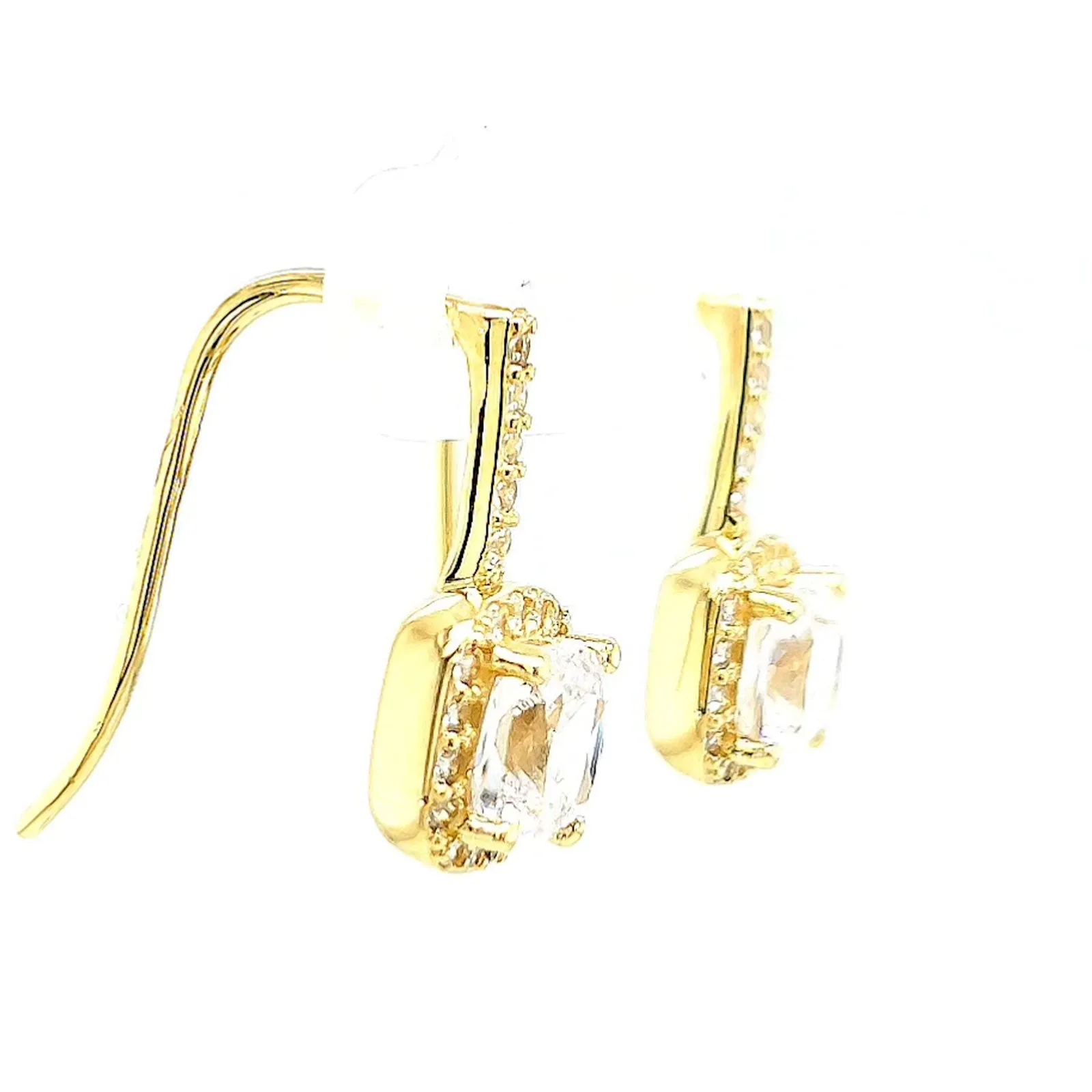 HUSH 9ct Yellow Gold Cushion & Round Brilliant Cut with 2.40 CARAT tw of Diamond Simulants Drop Earrings