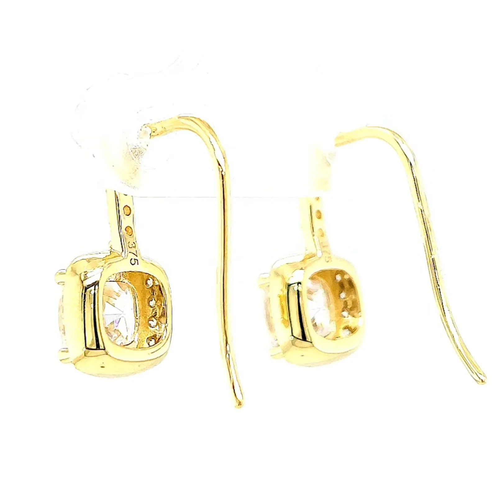 HUSH 9ct Yellow Gold Cushion & Round Brilliant Cut with 2.40 CARAT tw of Diamond Simulants Drop Earrings