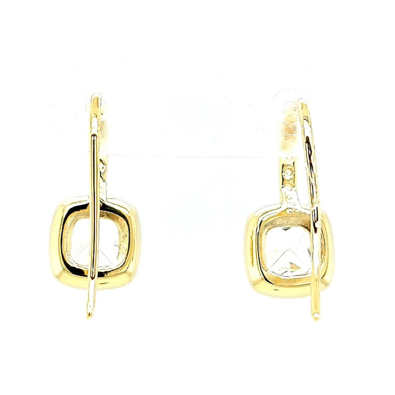 HUSH 9ct Yellow Gold Cushion & Round Brilliant Cut with 2.40 CARAT tw of Diamond Simulants Drop Earrings